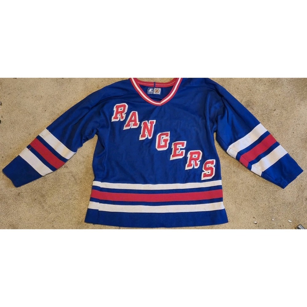 Vintage Starter New York Rangers NHL Hockey‎ Jersey Blue #1 Crow Men's XL 90s